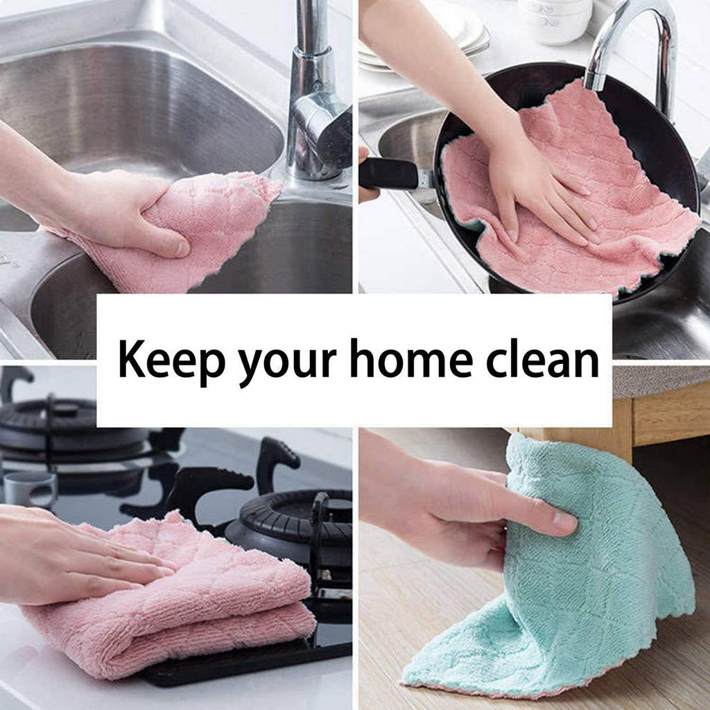 1/ 5 Khăn lau bát đĩa vải dày siêu thấm hút 30 x 30 cm