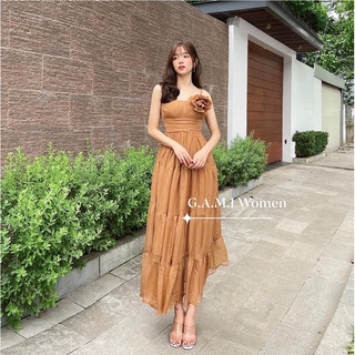 Váy maxi tơ hoa ngực