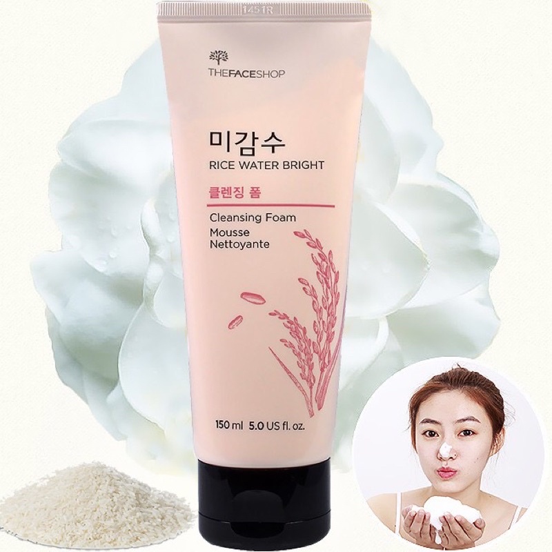 Sữa rửa mặt gạo Rices Water Bright Foaming Cleanser, Sữa Rửa Mặt The Face Shop Hàn Quốc