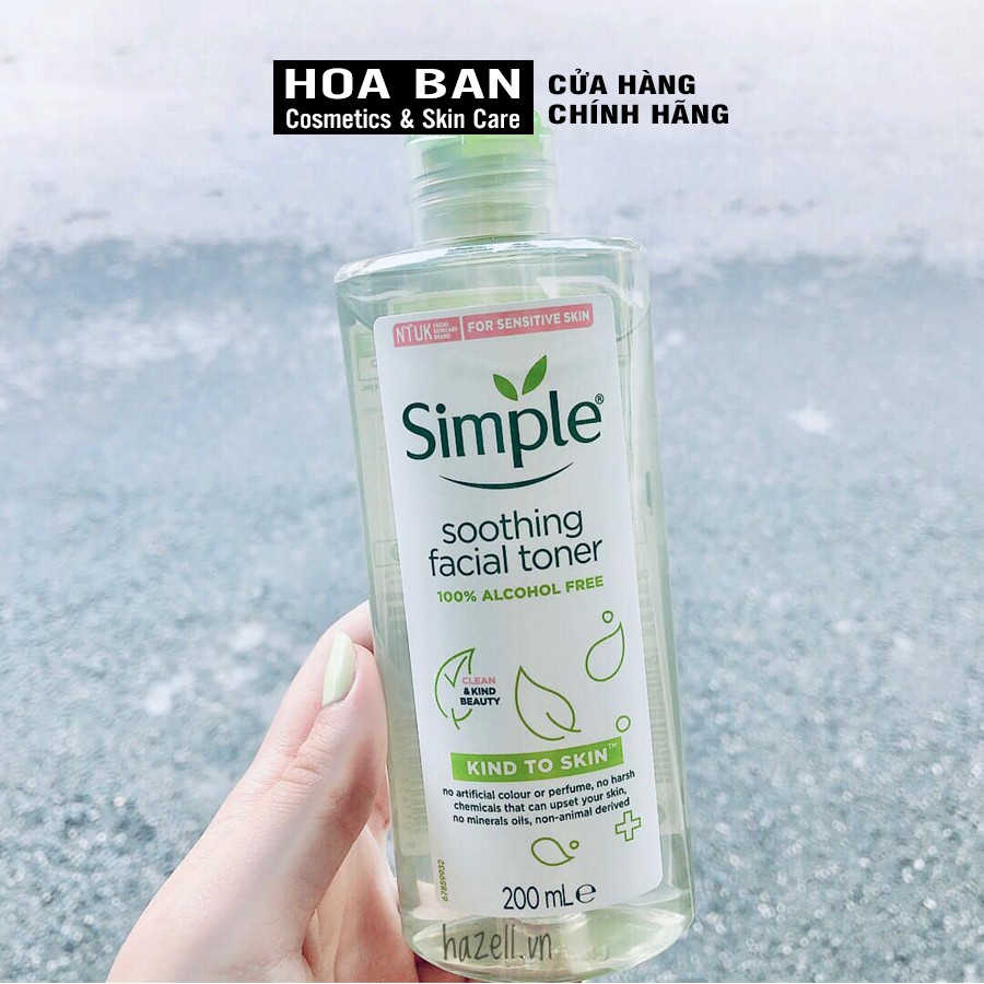 NƯỚC HOA HỒNG SIMPLE Toner 200ml - làm dịu và cân bằng độ ẩm cho da - lành tính không chứa cồn - Hoa Ban Cosmetic | BigBuy360 - bigbuy360.vn