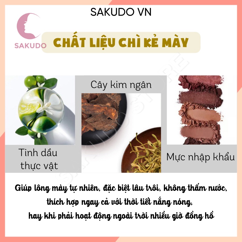 Chì kẻ mày hai đầu tích hợp cọ chải không thấm nước  vỏ vàng SKD023