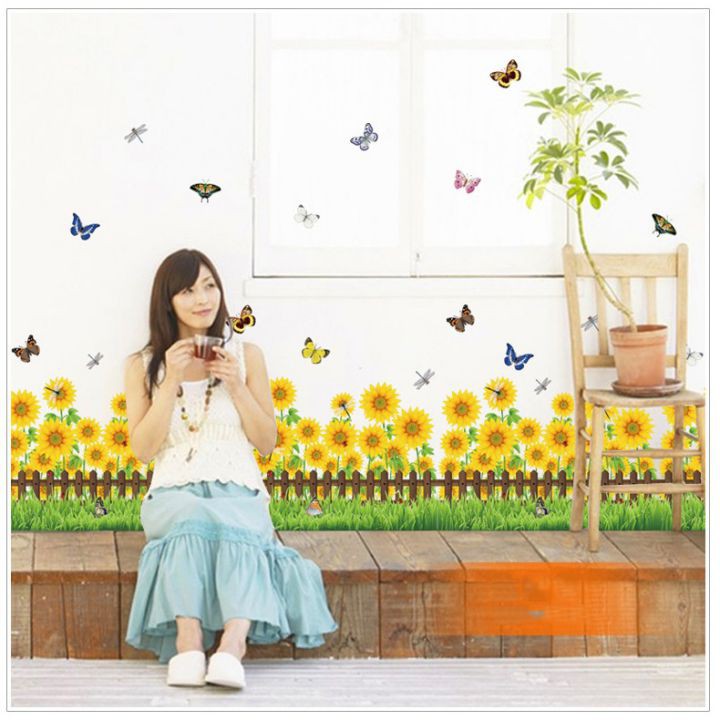 Decal dán tường Chân tường hướng dương 2 - PVC vinyl - DCT034