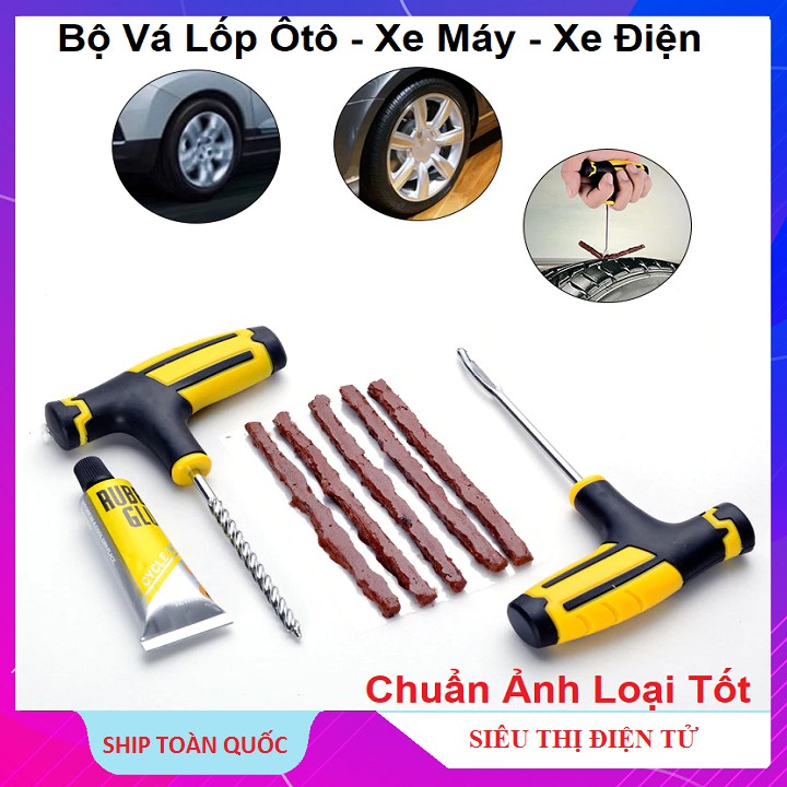 Bộ Tự Vá Lốp Xe Tiện Lợi, Bộ 5 Miếng Vá Lốp Xe Máy Ôtô Tại Nhà - Chất Lượng Cao