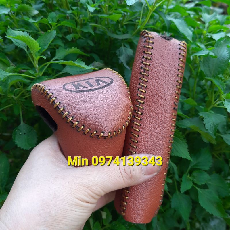 Kia seltos] Bọc da cần số,tay phanh xe Kia Seltos bằng da bò 100%, bảo hành 12 tháng