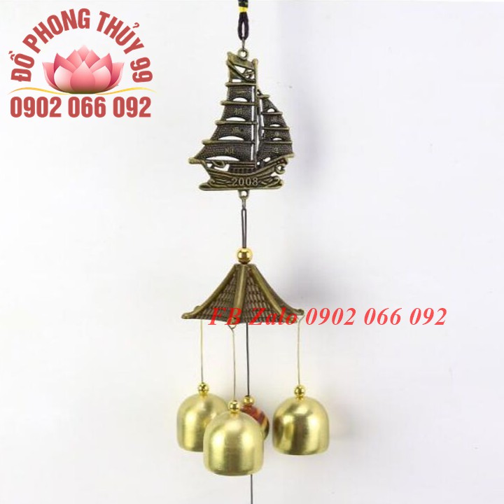 Chuông gió 3 quả phong thủy thuận buồm xuôi gió hình thuyền