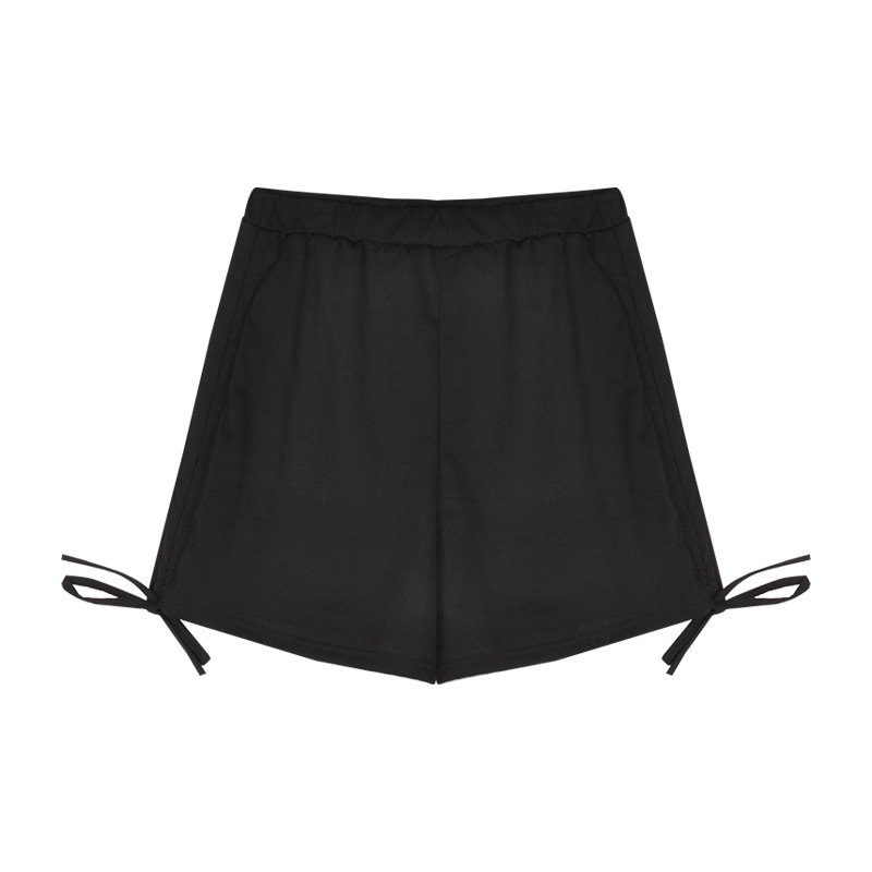 Happy-store ❤️ Quần Short Thể Thao Lưng Cao Màu Trơn Phối Dây Rút Thời Trang Hàn Quốc Cho Nữ Happy store