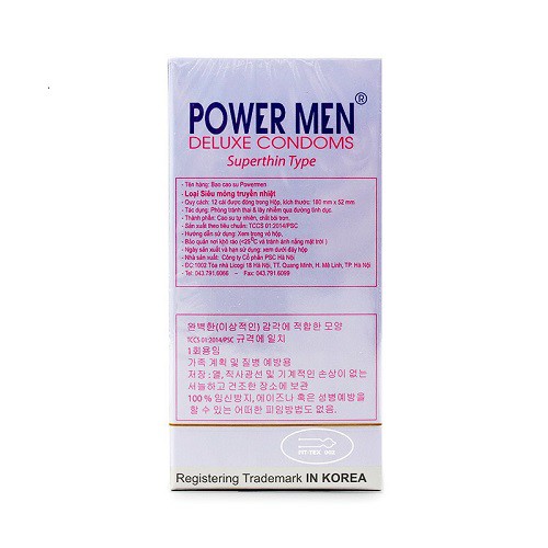 COMBO 4 hộp Bao Cao Su Power Men Superthin Type tím hộp 12 chiếc sản phẩm cao cấp