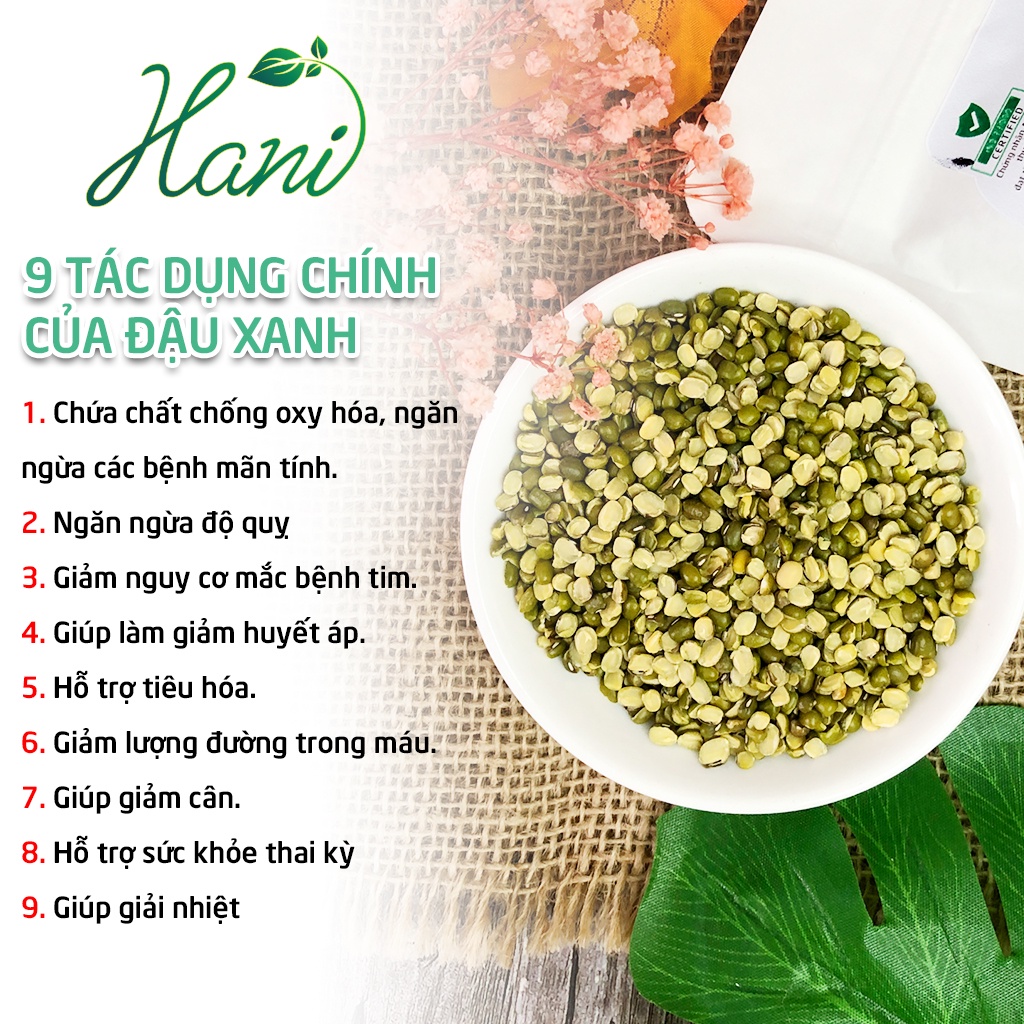 1Kg Đậu Xanh Cà Nửa Hạt Còn Vỏ Sạch Hữu Cơ Chuẩn Loại 1 Daklak   Hani Healthy Foods