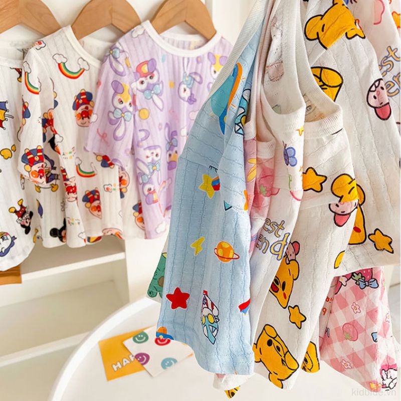 Bộ Đồ Ngủ 2 Món Bằng Sợi Tre In Họa Tiết Hoạt Hình Dành Cho Trẻ Em