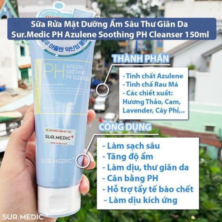 Sữa Rửa Mặt SURMEDIC PH Azulene Soothing PH Cleanser Dưỡng Ẩm Chuyên Sâu 150ml