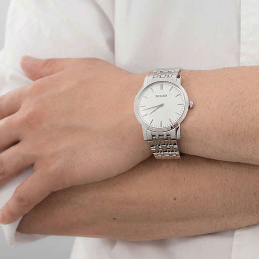 Đồng Hồ Bulova Nam Dây Kim Loại Pin-Quartz 96A115 - Mặt Trắng (38mm)