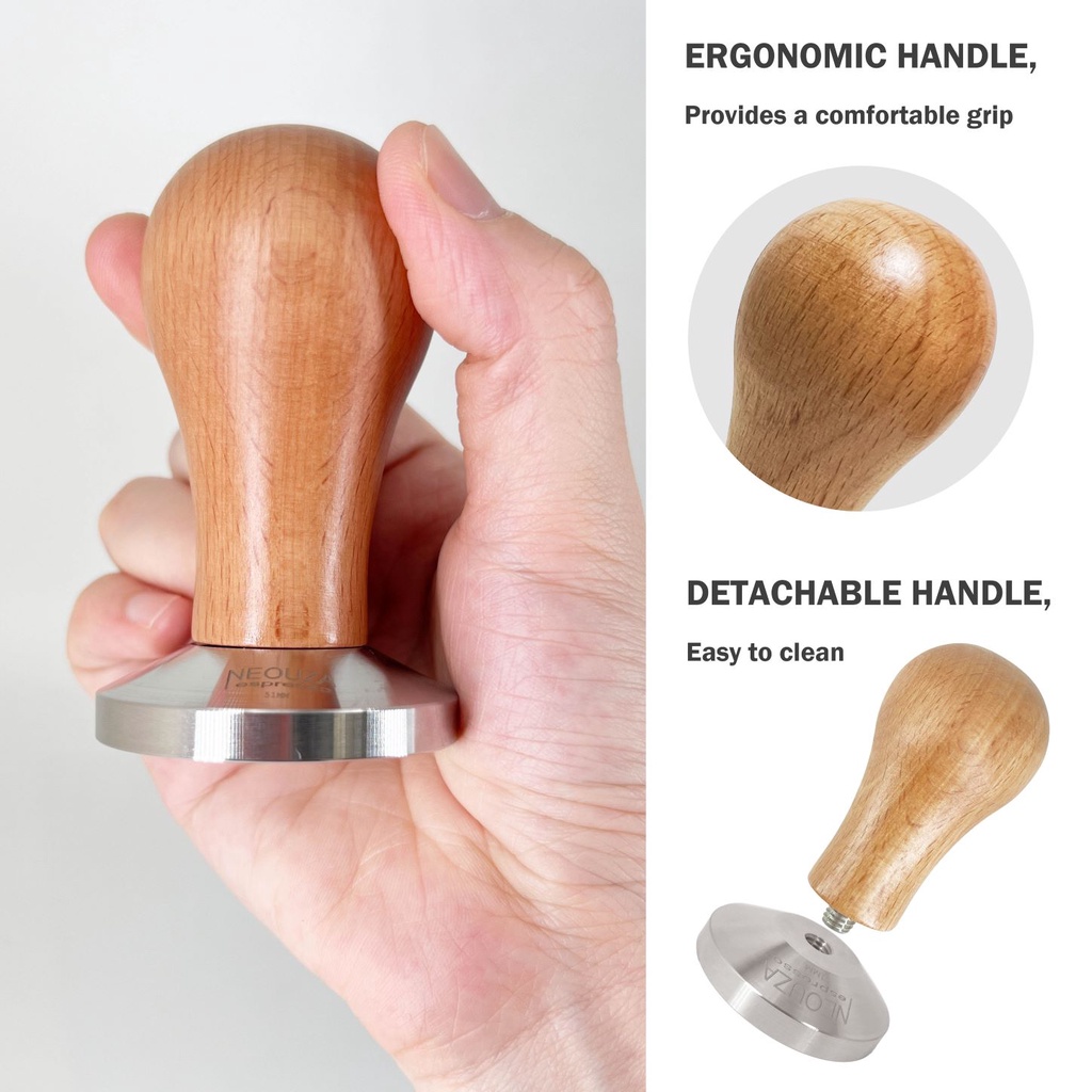 Dụng Cụ Nghiền Cà Phê Bằng Thép Không Gỉ Tay Cầm Gỗ 51mm 53mm 58mm