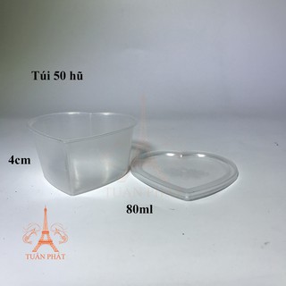 Túi 50 bánh flan tim dung tích 80ml