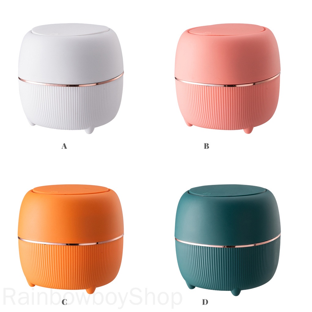 Thùng Rác Mini Để Bàn Phong Cách Bắc Âu Tiện Lợi -Thùng Giác Thông Minh Có Nắp Bấm