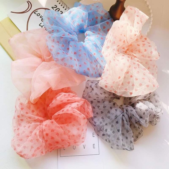 Chun cột tóc vải voan Scrunchie siêu to