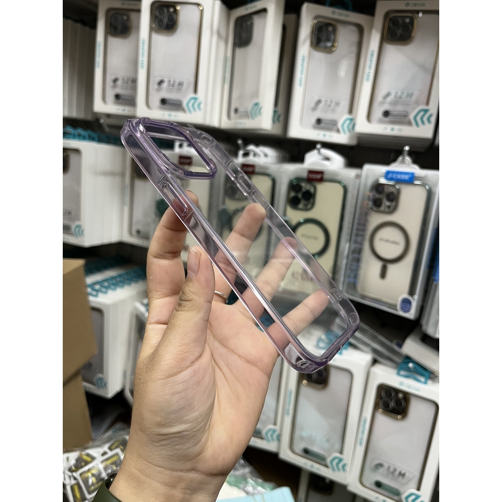 CHÍNH HÃNG -CÓ MÀU TÍM Ốp trong mica LIKGUS LIGHT &amp; FIT LƯNG không ố viền màu iphone 14 PRO PLUS MAX