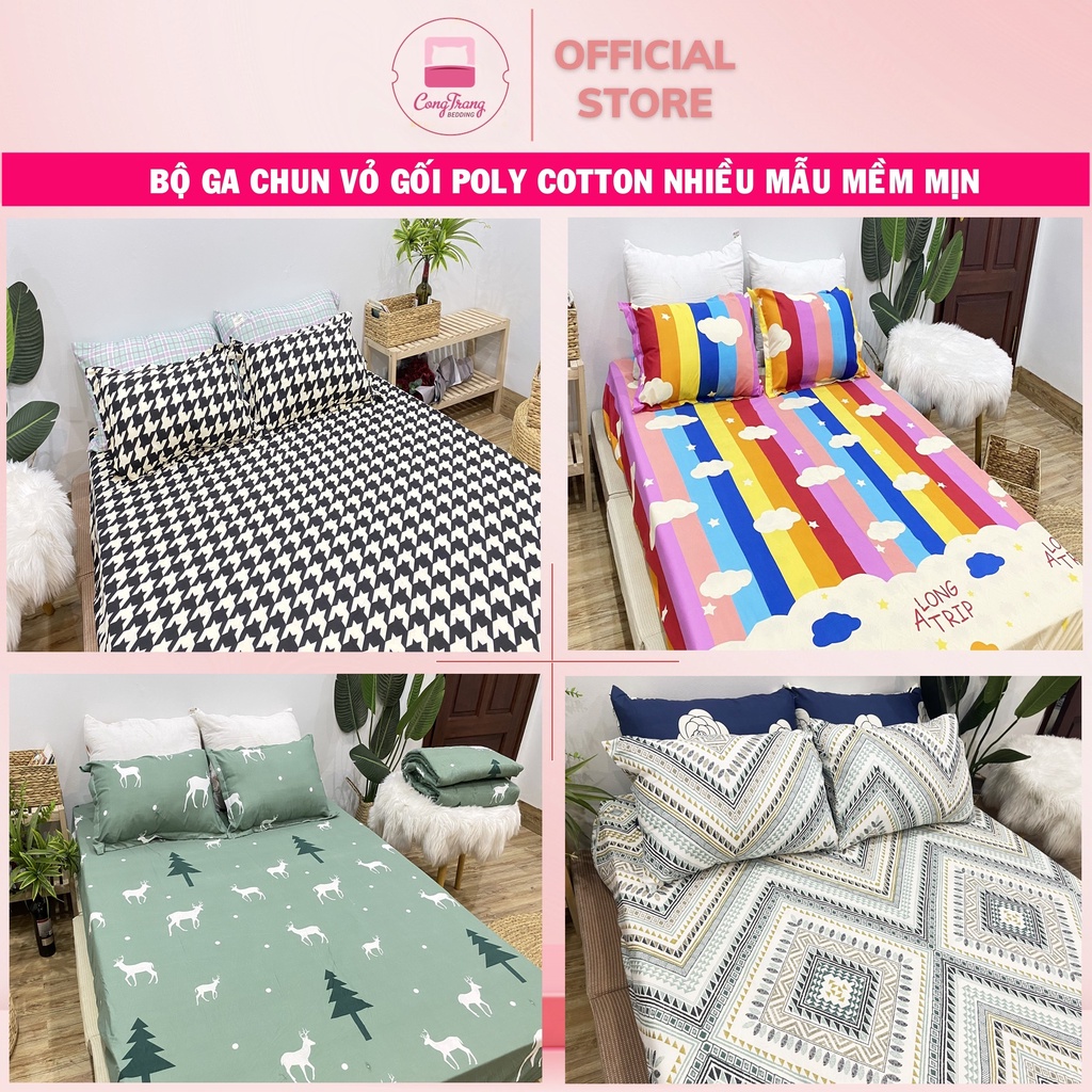 Ga Trải Giường Kèm 2 Vỏ Gối , Drap Trải Giường Poly Cotton M6/M8 Nhiều Mẫu Tùy Chọn