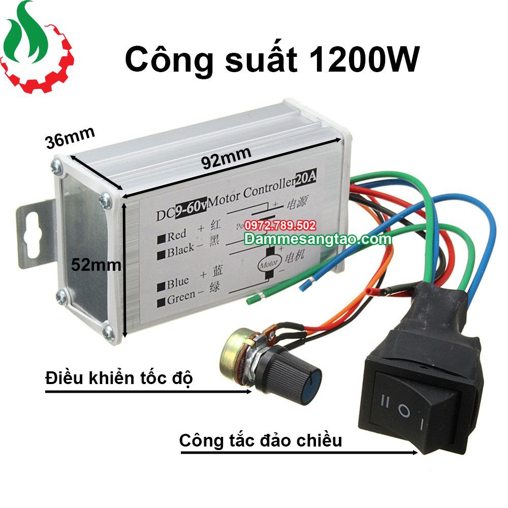 DMST Mạch điều khiển tốc độ động cơ DC 1200W có đảo chiều