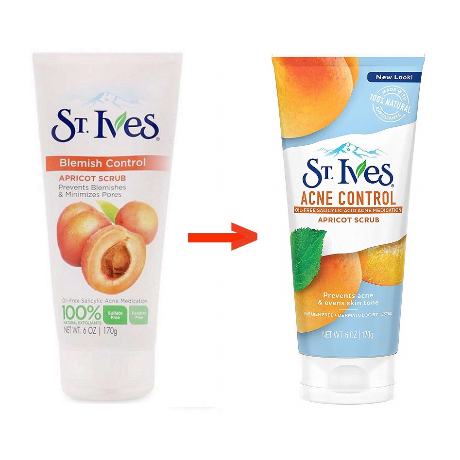 Tẩy Tế Bào Chết Dưỡng Da Trị Mụn Chiết Xuất Quả Mơ St.Ives Blemish Control Apricot Scrub 170g