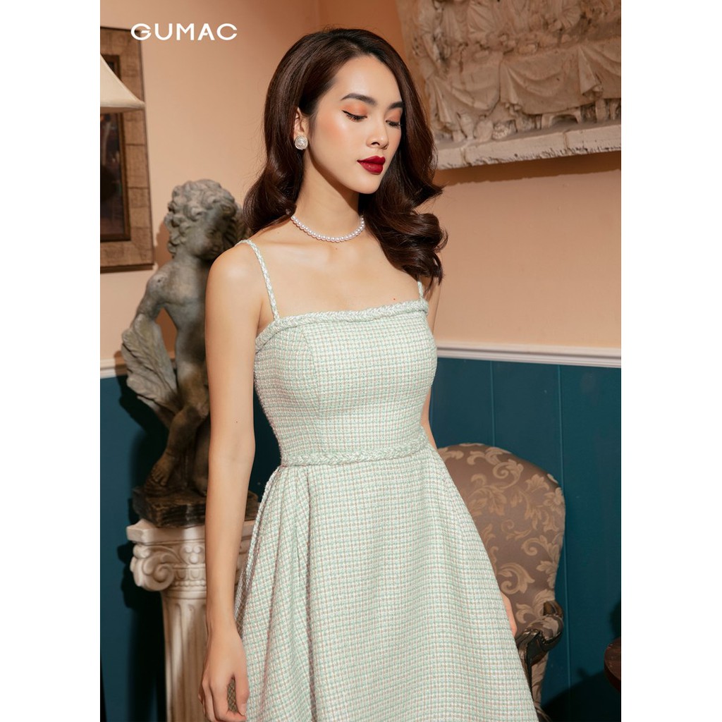 [Mã WABR0101 giảm 10% đơn 99K] Đầm xòe nữ Luxury Tweed 2 dây GUMAC DVB1179 (không kèm áo khoác) | BigBuy360 - bigbuy360.vn