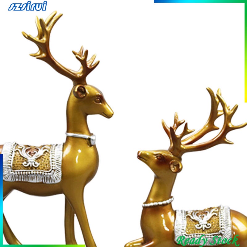 1 cặp tượng hươu bằng nhựa resin trang trí bàn làm việc