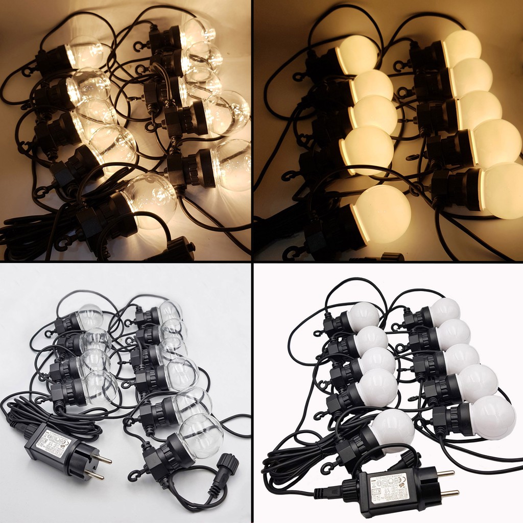 Dây đèn LED G50 loại ánh sáng trắng ấm bóng đục - bóng trong 10 bóng - 5 m / 20 bóng - 10m