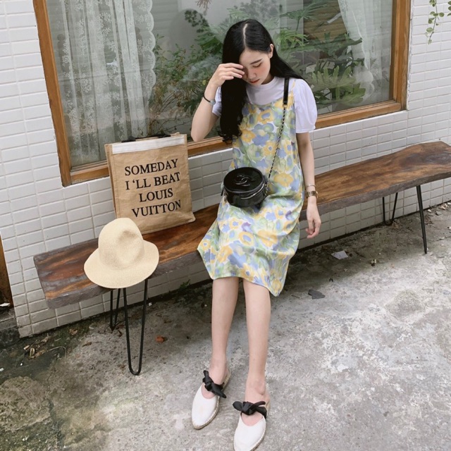 SET YẾM HOA KÈM ÁO TRẮNG TAY BỒNG NHẸ