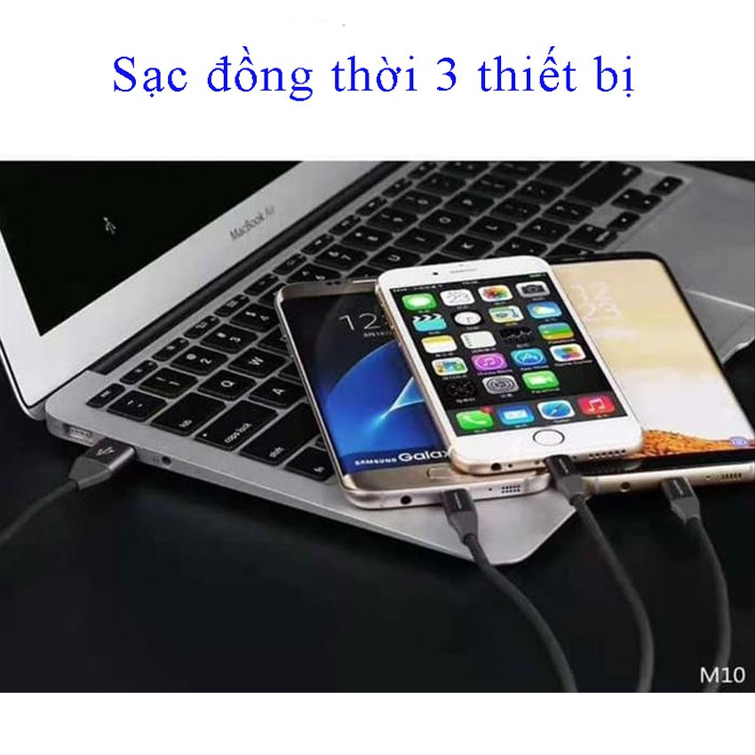 [Freeship] Cáp sạc đa năng 3in1 Sendem M10 - dây sạc dù 3 trong 1, chân Lightning, Micro Usb, Type-C, tải nhanh tiện lợi