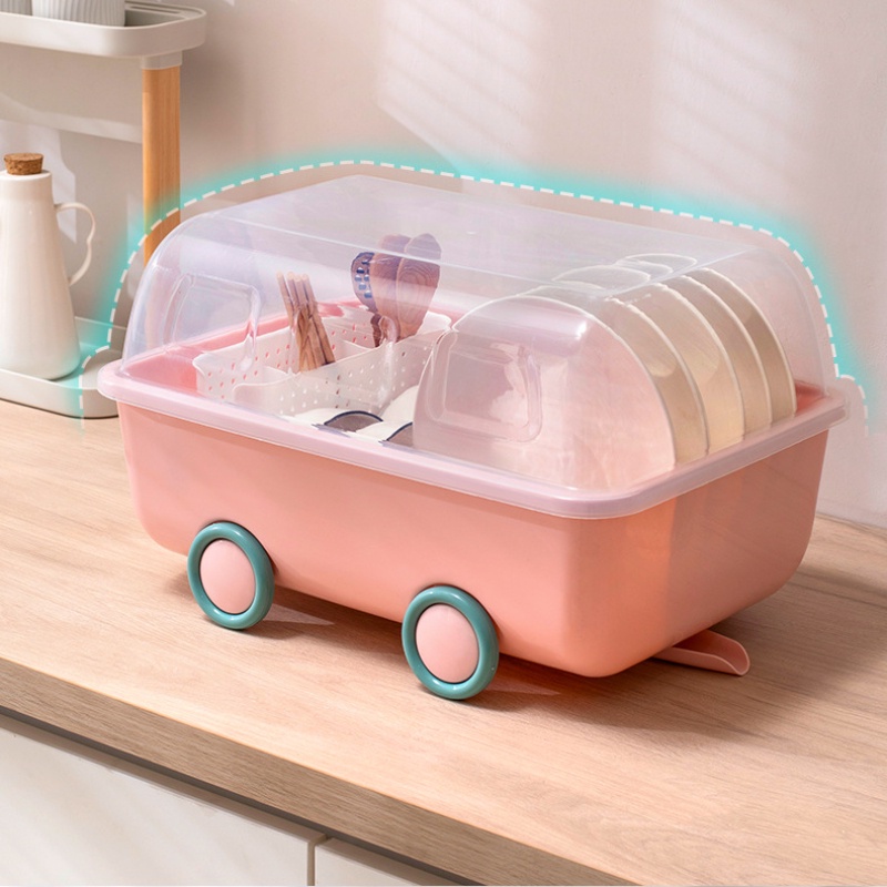 Hộp Đựng Chén Dĩa Bằng Nhựa Họa Tiết Hoạt Hình Dễ Thương Tiện Dụng Cho Nhà Bếp