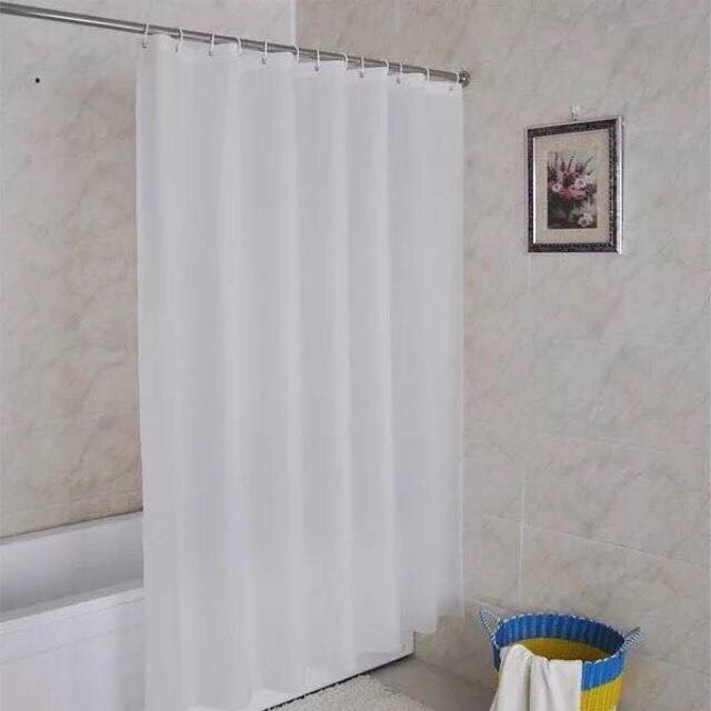 Rèm phòng tắm chống thấm nước cao 1.8m trắng trơn