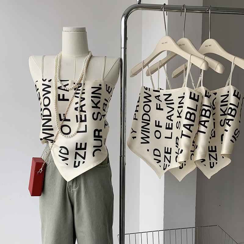 Áo Ống Vải Lụa In Chữ Quyến Rũ Thời Trang Mùa Hè Kiểu Mới 2022 Dễ Phối Đồ Dành Cho Nữ