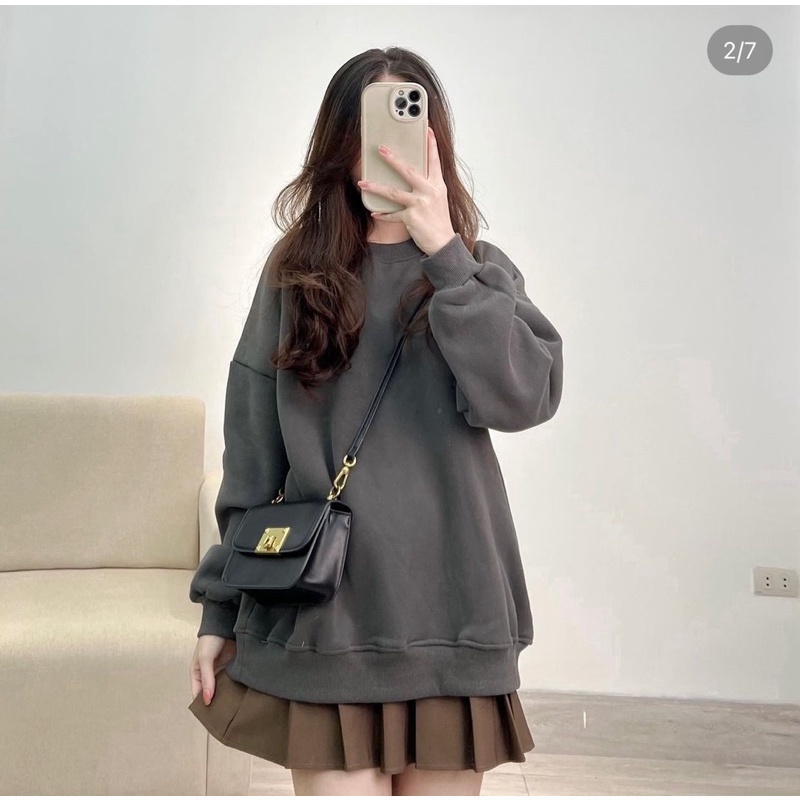 Áo sweater nỉ trơn from dáng rộng hàng Quảng Châu loại 1 - hàng có sẵn