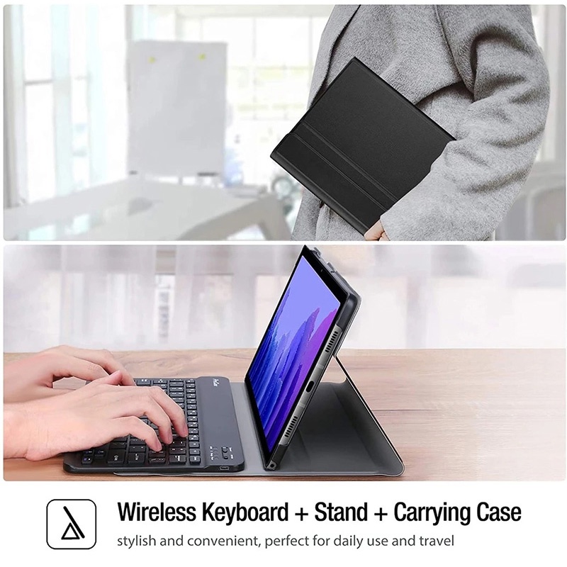 Bao Da Kèm Bàn Phím Không Dây Cho Samsung Tab A7 Lite 2021 T220 T225 8.7inch/ Tab A 8.0 T295 T290