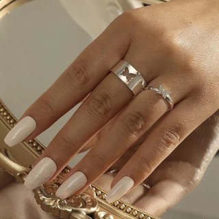 Set 2 Nhẫn Đeo Khớp Ngón Tay Họa Tiết Bướm Sáng Tạo Cá Tính Dành Cho Cặp Đôi