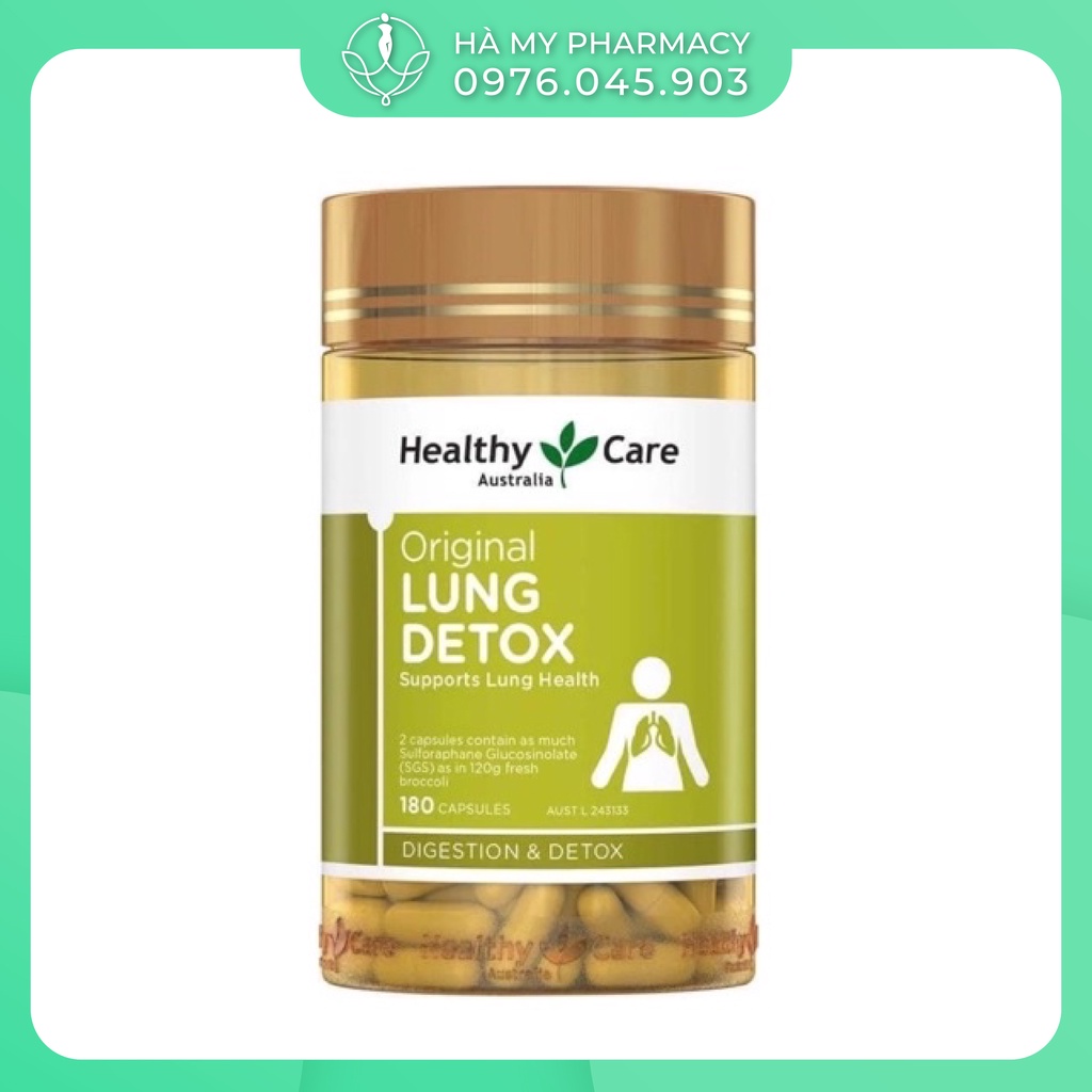 Thải Độc Phổi Healthy Care Original Lung Detox - Lọ 180 viên