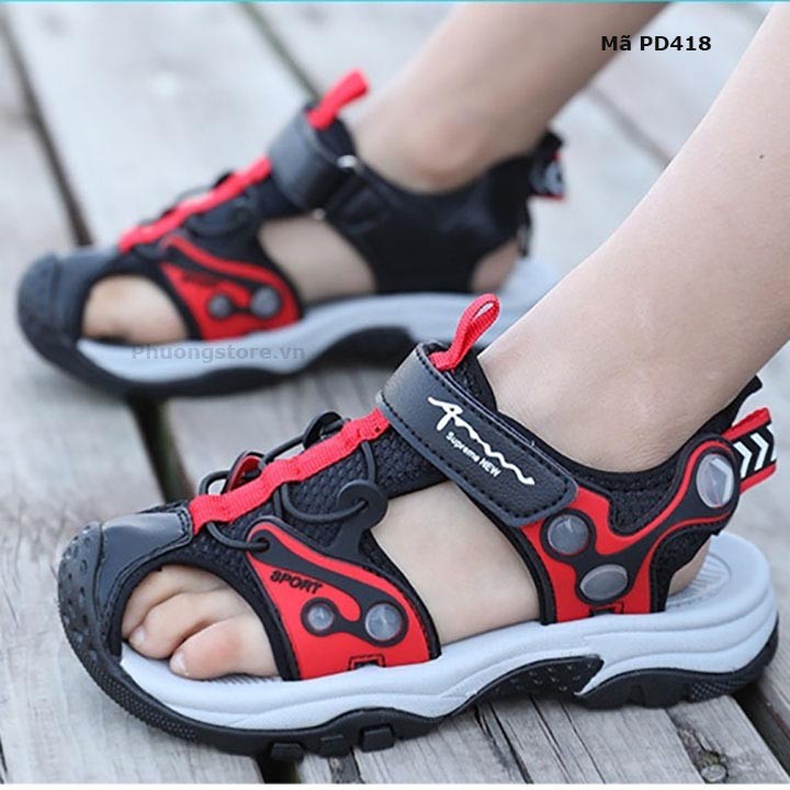 Giày sandal cho bé trai từ 4 - 12 tuổi kiểu bít mũi năng động PD418