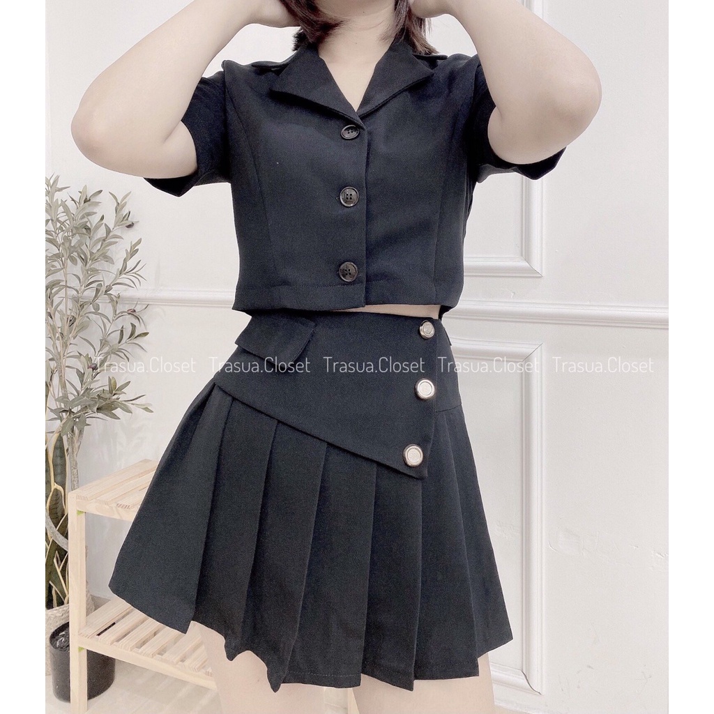 Chân váy xếp ly vạt chéo trasua.closet phong cách thời trang , phù hợp mọi lứa tuổi, trẻ trung , năng động cực đẹp TS010 | BigBuy360 - bigbuy360.vn
