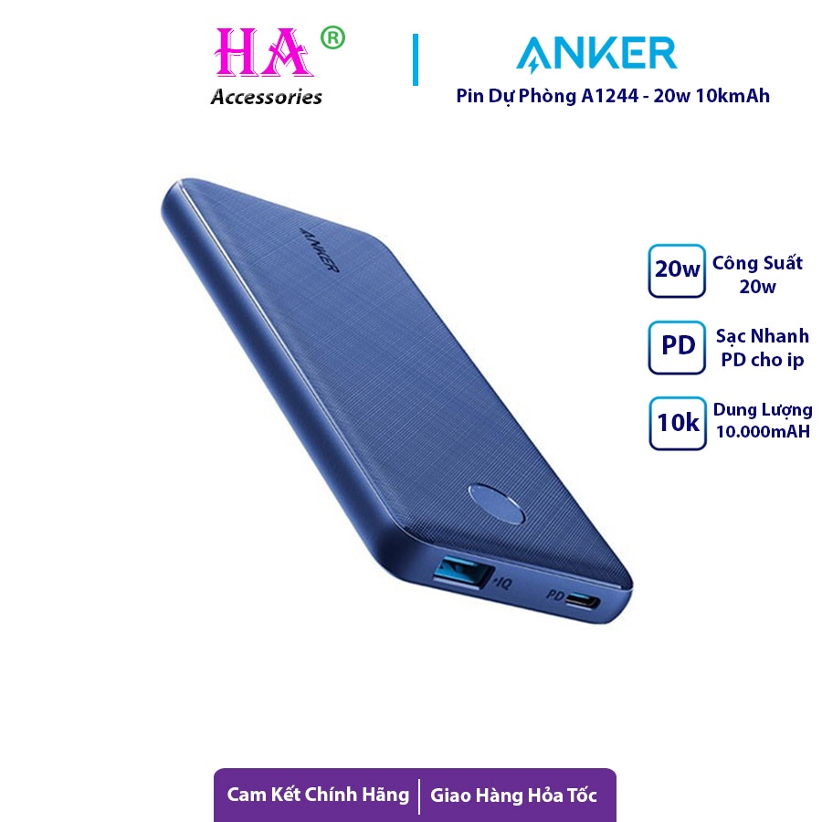 Pin Sạc Dự Phòng Anker Slim A1244 Dung Lượng 10000mAh Sạc Nhanh 20W PD