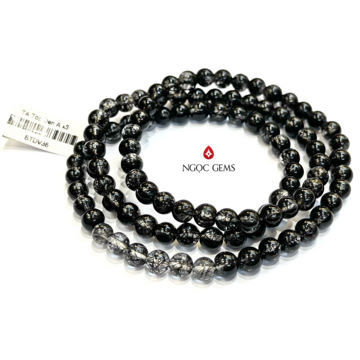 Vòng Đơn Thạch Anh Tóc Đen Tốt Cho Sức Khỏe, Công Danh, Tài Lộc, Hợp Mệnh Thủy/Mộc - Ngọc Gems