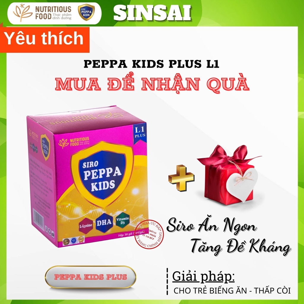 Siro ăn ngon tăng sức đề kháng Peppa Kids Plus L1 - bổ sung DHA, Canxi, Vitamin cho bé.