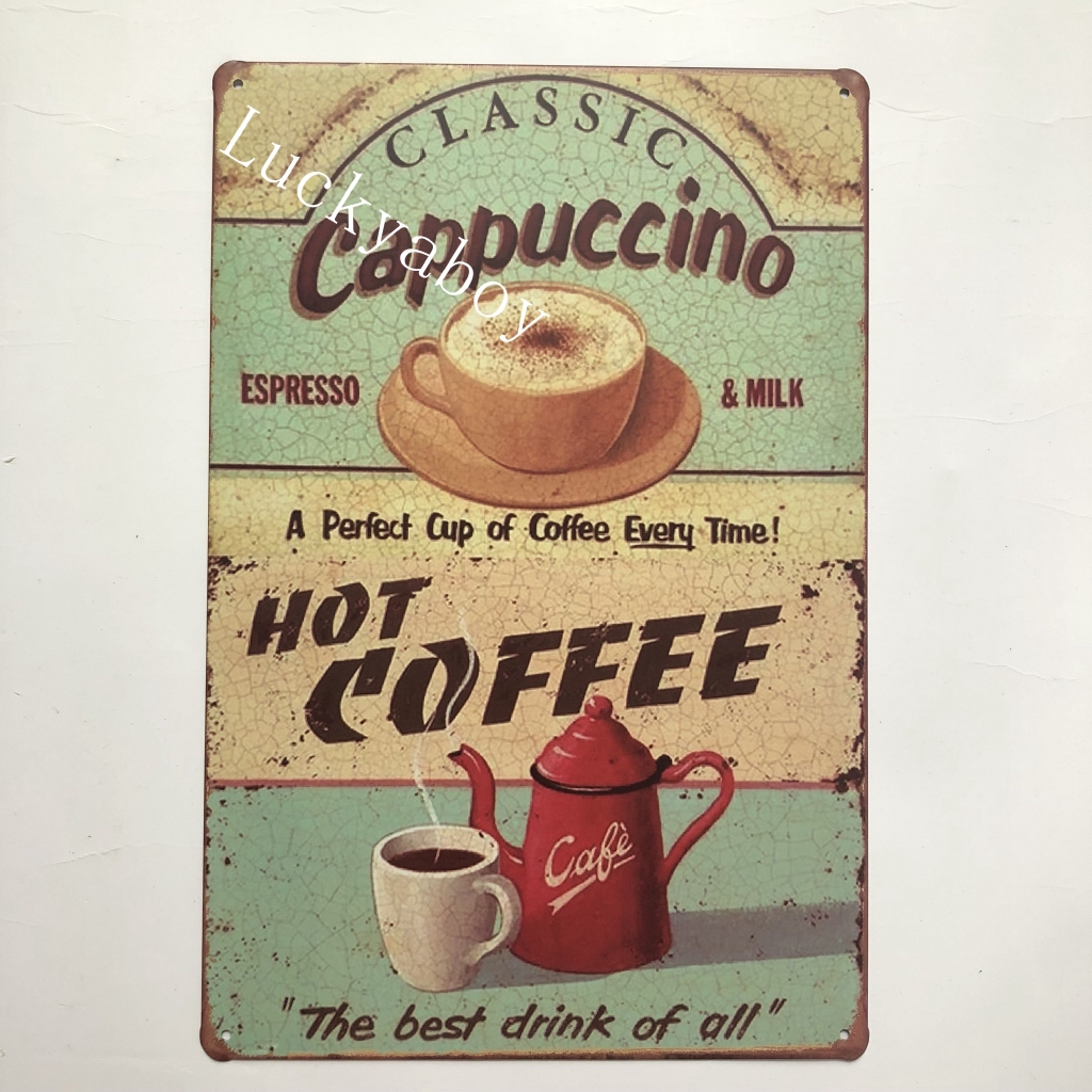 2020 [Luckyaboy] Vintage Coffee Hot Dog Smile Cupcake No working Beer Metal Tin Signs Wall Art Painting Poster Bar Cafe Garage Decor