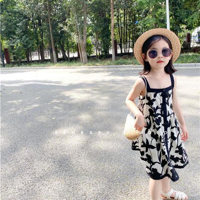 Đầm Hai Dây Mùa Hè 2021 Phong Cách Graffiti Họa Tiết Hoa Đơn Giản Hợp Thời Trang Cho Bé Gái 5
