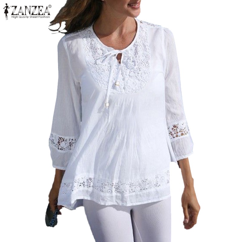 Áo Zanzea tay 3/4 phối ren thời trang thanh lịch dành cho nữ