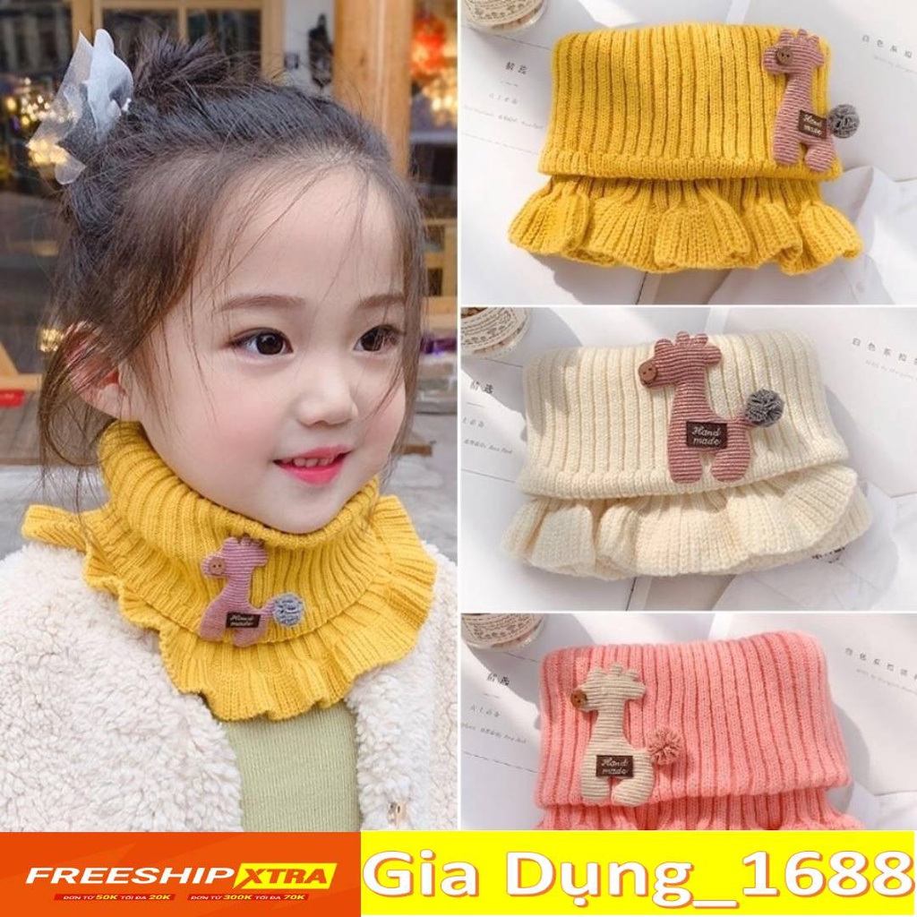 Khăn len ống quàng cổ họa tiết hươu cho bé 2-15 tuổi