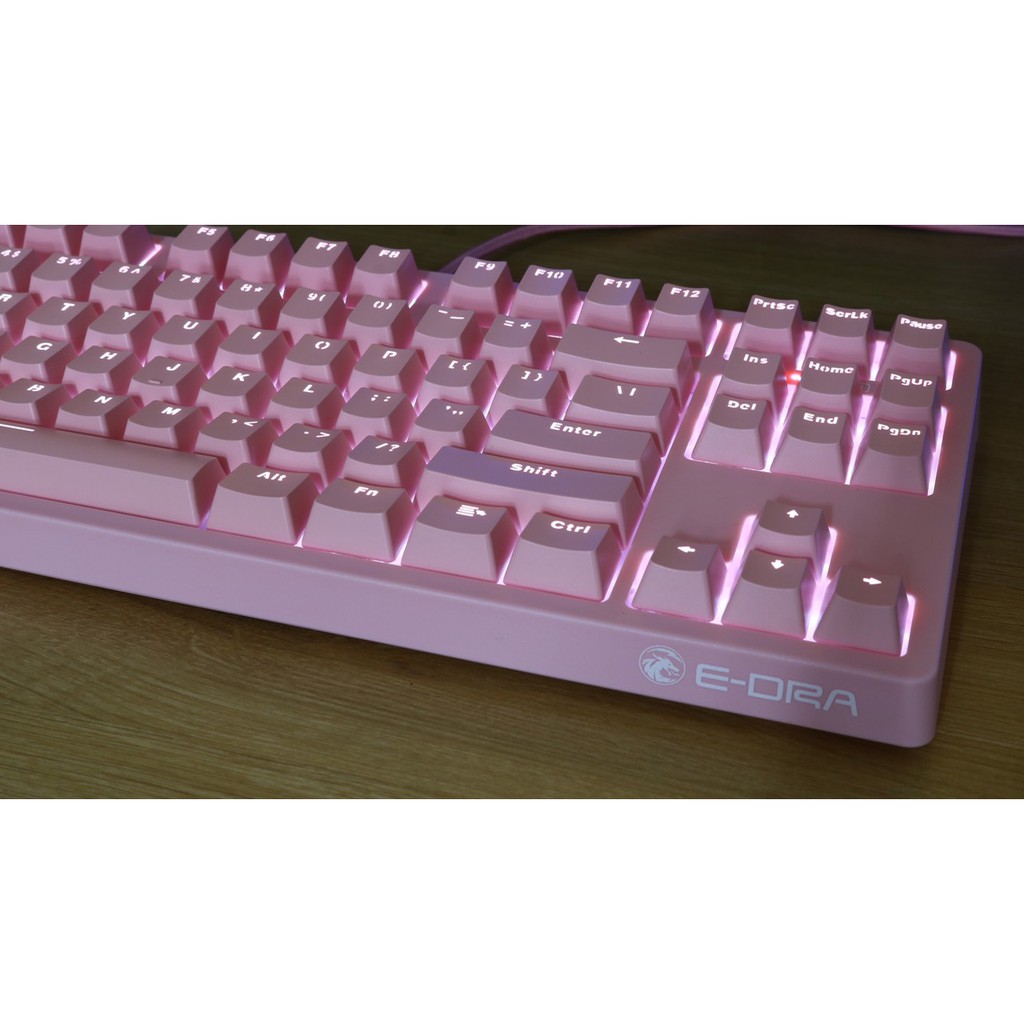 [Mã 267ELSALE hoàn 7% đơn 300K] Bàn Phím Cơ E-DRA EK387 Màu Hồng Led Đẹp - Bàn Phím Gaming Màu Pink Chính Hãng BH 24Th