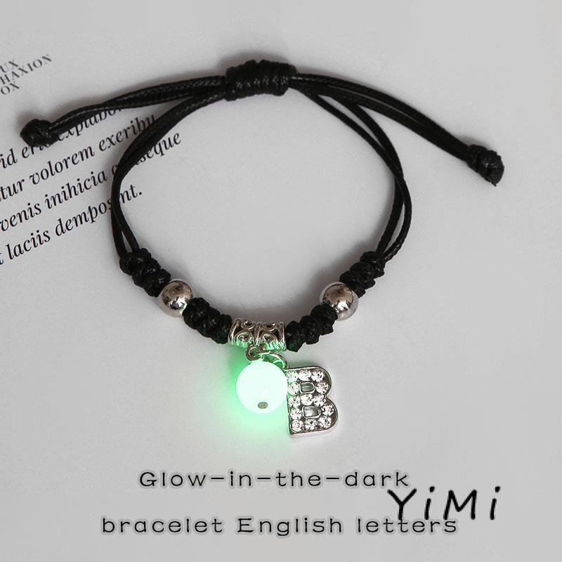 Vòng Tay Dây Bện Mặt 26 Chữ Cái Tiếng Anh Phát Sáng Thời Trang Cho Cặp Đôi
