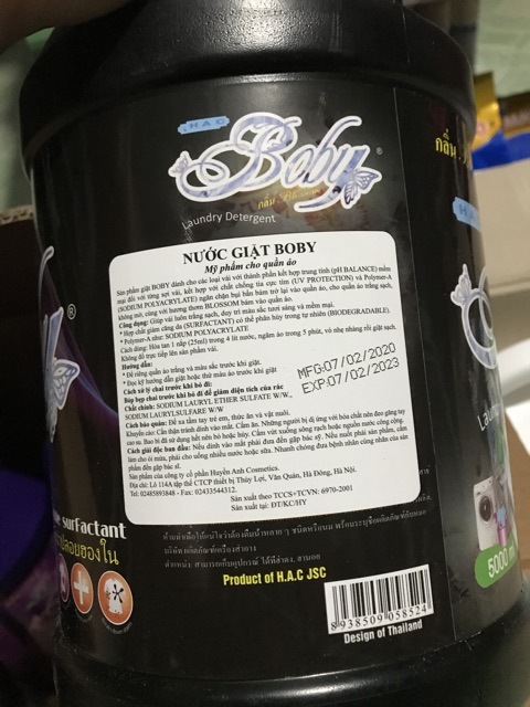 Nước Giặt Xả Boby Đen/ Tím 5000ml