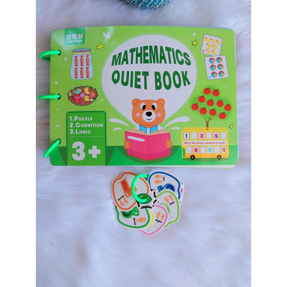 Học liệu Toán học thông minh đầu đời cho bé Mathematics Quiet Book,Học liệu bóc dán Montessori, Sách Bóc Dán Toán