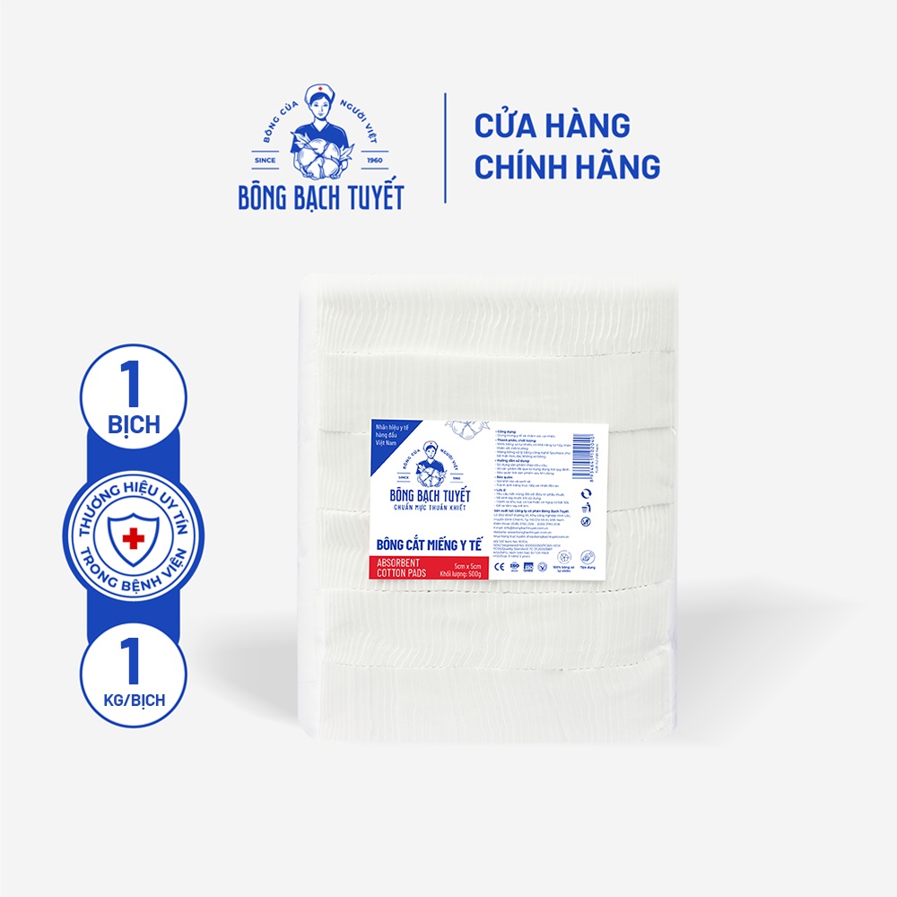 Bông y tế cắt Bạch Tuyết (5cm x 5cm) - 1Kg