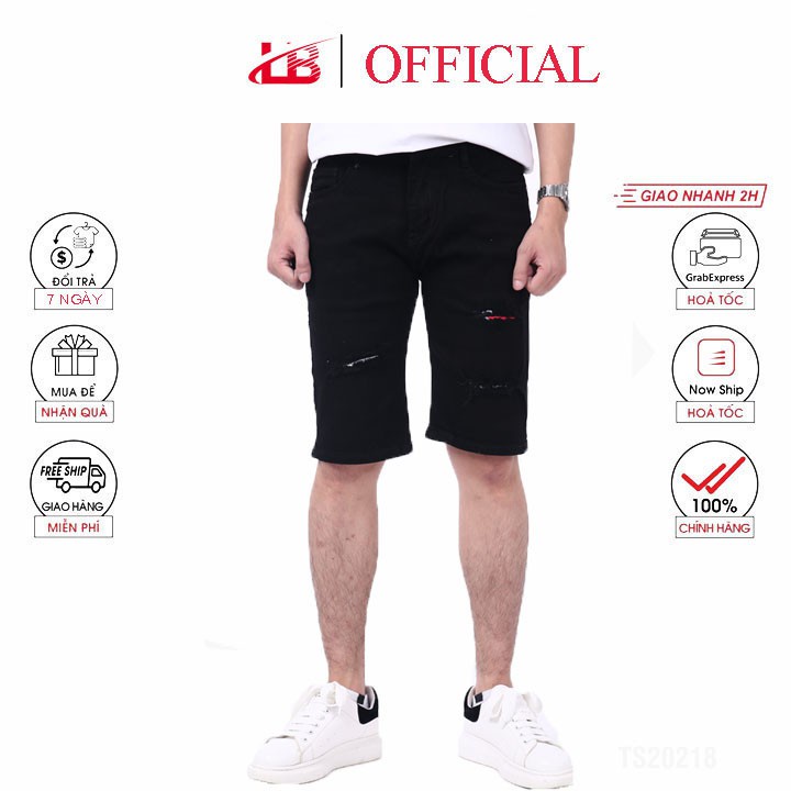 Quần short jean nam LB chất liệu jean co giãm, dày dặn, phom slim fit jean, cắt rách cá tính SNXL21061 - HÀNG MỚI VỀ